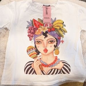 Zara Limited edition artist collection T-SHIRT. Frida drawn image